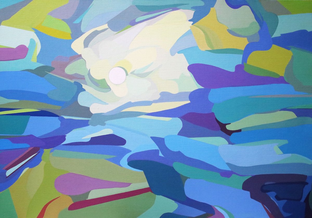 Urban And Pop Landscape Acrylic Painting By Vast Swamp, 26 X 18", Jupiter, Original Artwork