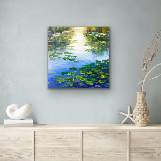 Blue Pond and Waterlily Pads