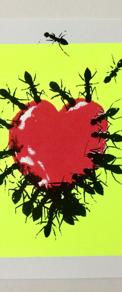 Feed me love. Fluorescent yellow. by Georgie