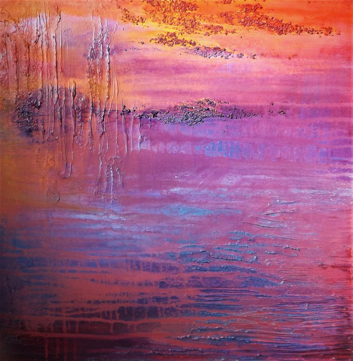 ’Island Sunset’ - Modern art, impressionist painting, seascape, sky by Lisa Price