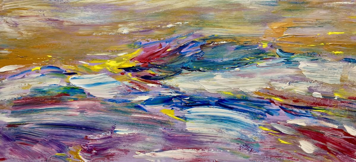 Expressive Landscape Acrylic Painting By Altin Furxhi, 36 X 17, Abstract Painting., Original Artwork