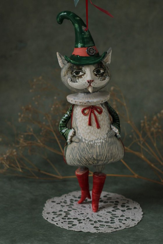 Puss in Boots - , SCULPTURED CERAMIC BELL DOLL 2017