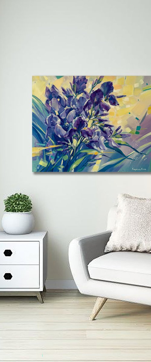 Irises in the Sunshine by Natalia Yampolskaia