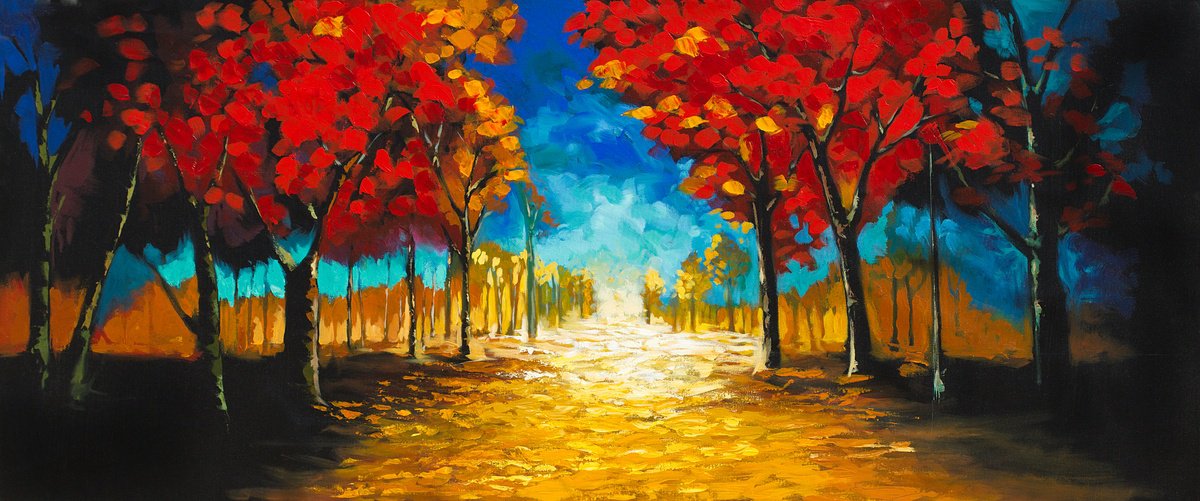 Landscape Art | Abstract Painting | Original Handmade | Large Wall Art | Colourful Forest... by Madhav Singh