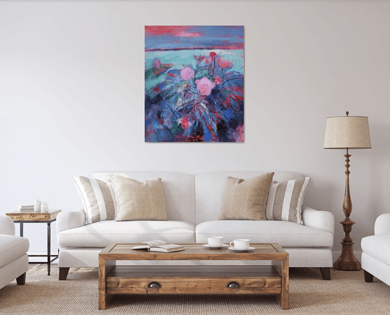 landscape with peonies