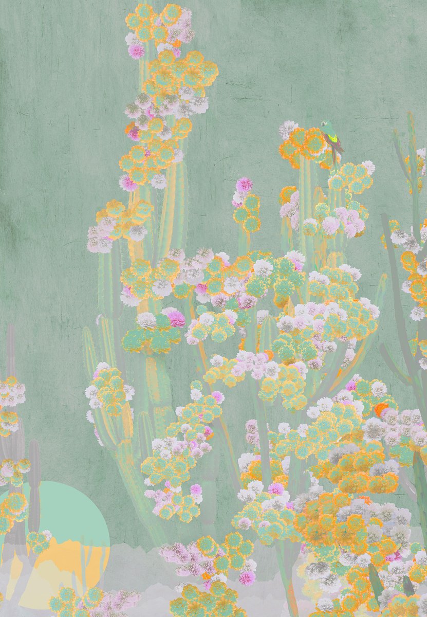 Impressionistic Landscape Photograph By Nadia Attura, 20 X 28", Cactus Jade, Original Artwork