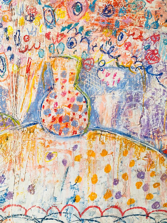 Cheerful still life with flower vase