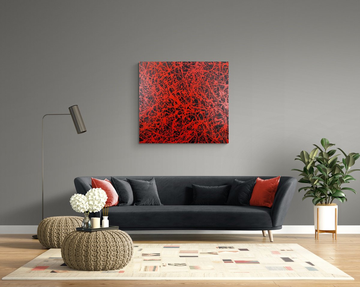 Extra large abstract artwork (red and black) by Alessandro Butera