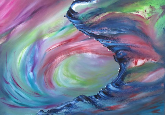 Abyss, 100x70 cm, Deep edge, LARGE XL, Original abstract painting, oil on canvas