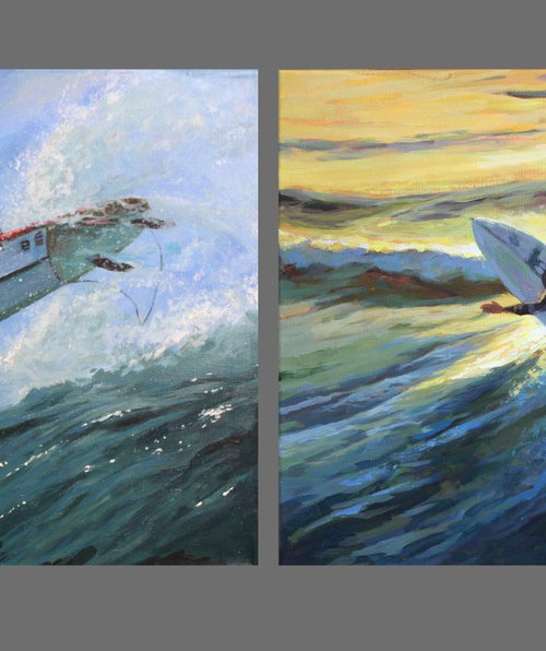 Surfer 2-3 "energy of motion". A series of 2 paintings by Linar Ganeev