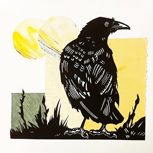 Crow With Two Moons by Laurel Macdonald