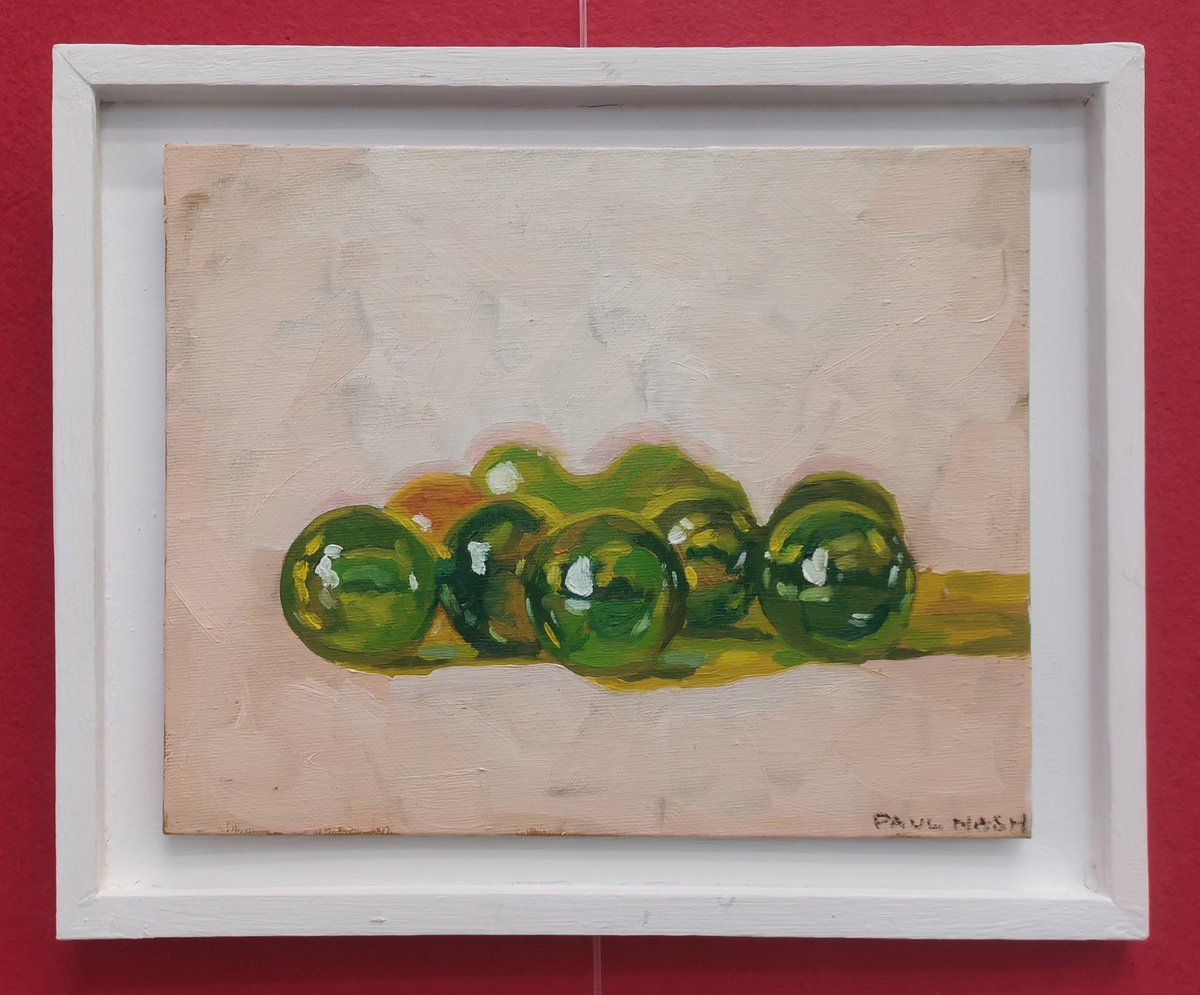 Impressionistic Still Life Oil Painting By Paul Nash, 12 X 10", Green Marbles, Original Artwork