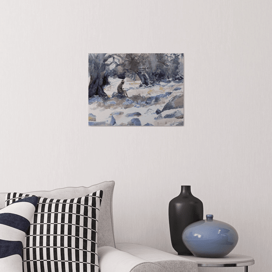 Painter In the olive grove