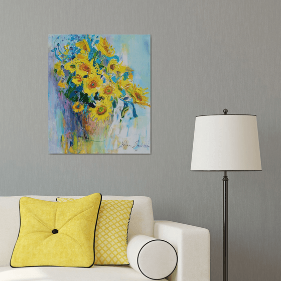 Sunflowers on white