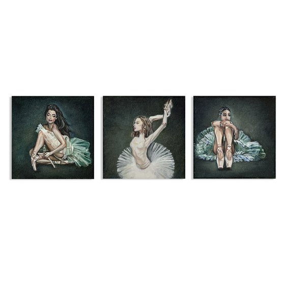Harmony in Motion: A Triptych of Ballerinas