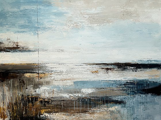 Coastal Veil of Light. Blue Gray Textured