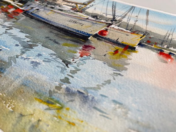 Yachts watercolor.