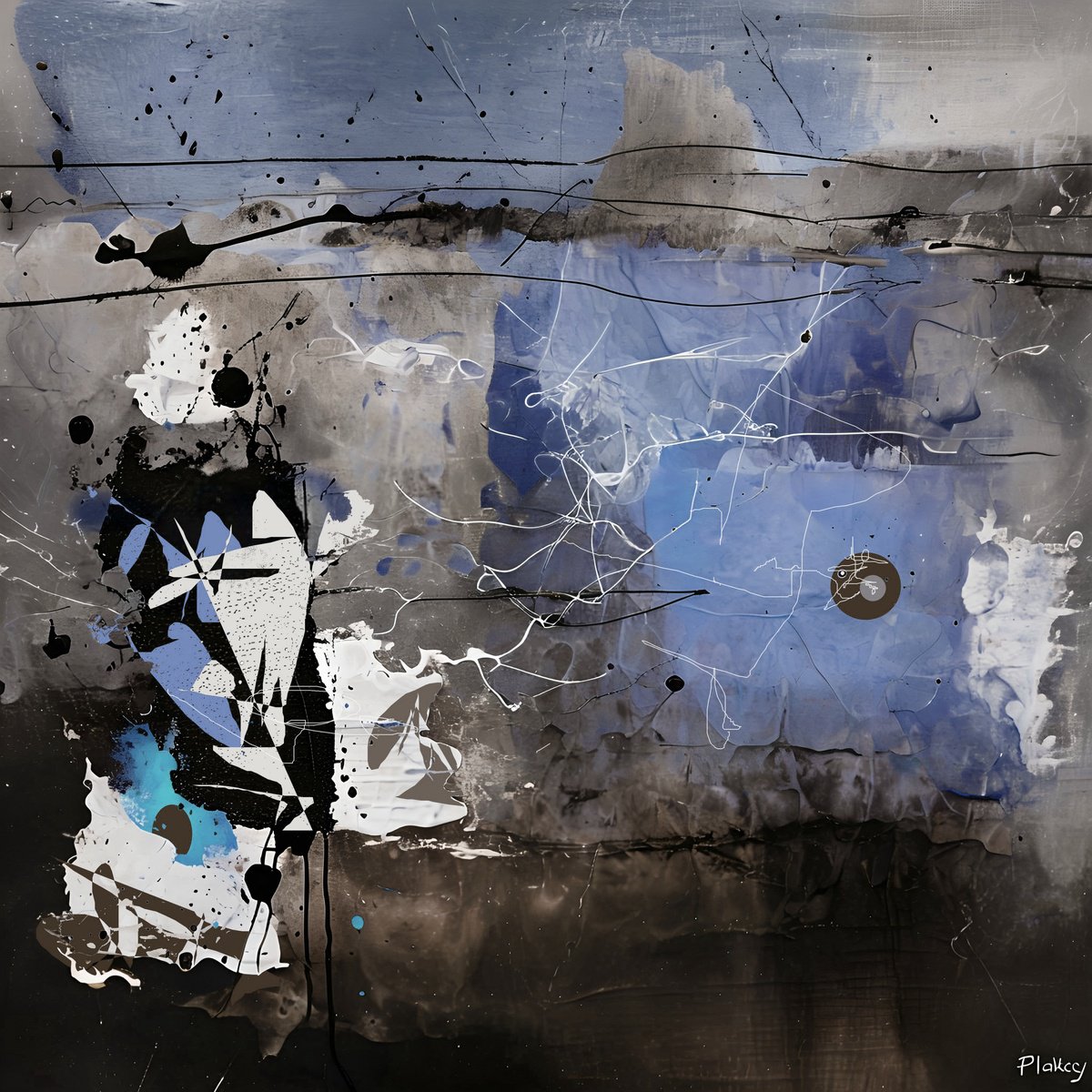 Abstract Giclee Print By Pol Henry Ledent, 31 X 31", Fresh Ocean Current, Original Artwork