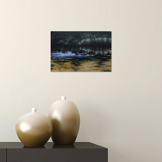 Ducks on the river Acrylic on panel 20x30cm