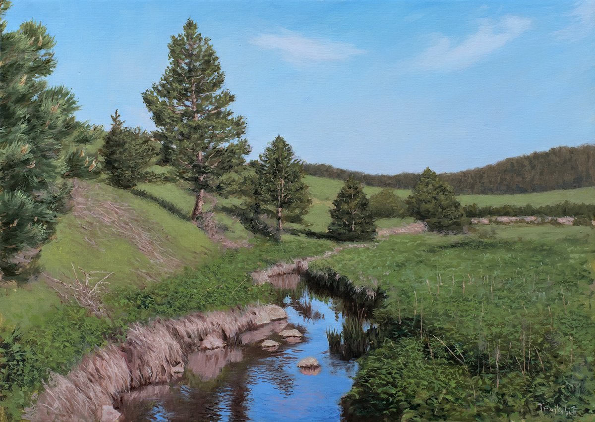 Impressionistic Landscape Oil Painting By Dejan Trajkovic, 33 X 25, Fully Natural, Original Artwork