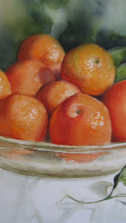 Tangerines - watercolor by Elena Oleniuc