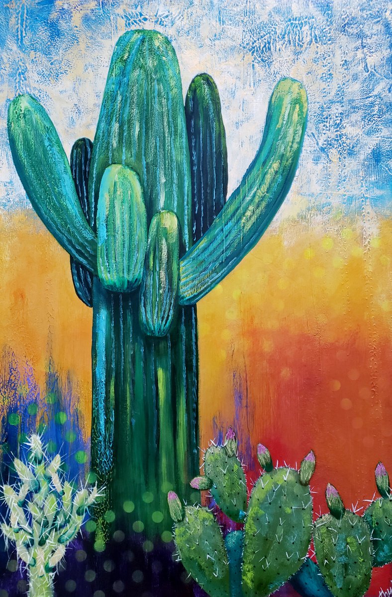 Impressionistic Botanical Oil Painting By Cathy Maiorano, 24 X 36, Old Grandfather, Original Artwork