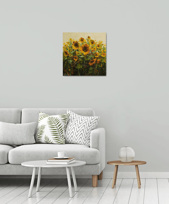 Sunflowers  Impasto Oil painting