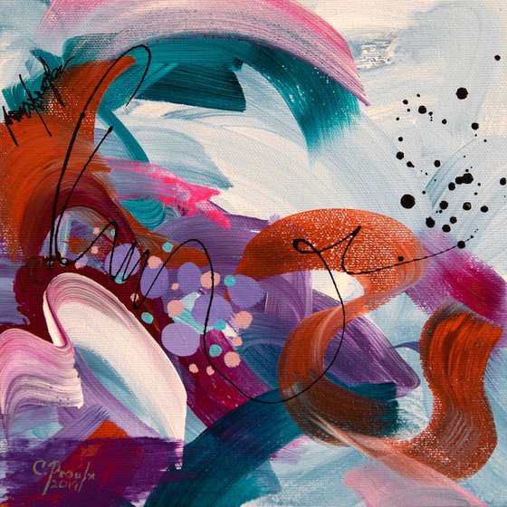 Sous l’océan 2 - Original small abstract painting - Ready to hang