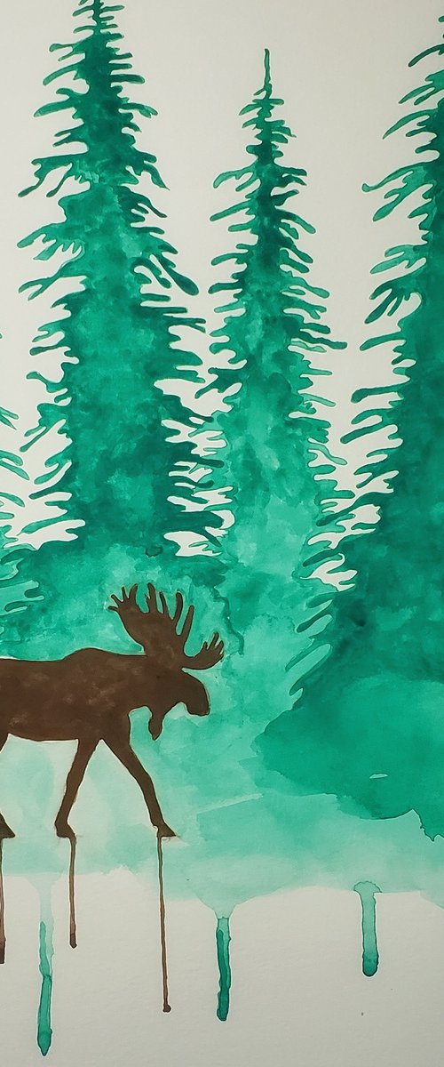 Bull Moose - Animal - "Woodland Residence II" by Katrina Case