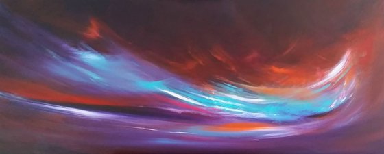 With Gusto- Large Panoramic, XL, 120x50cm, seascape, abstract, Modern Art Office Decor Home