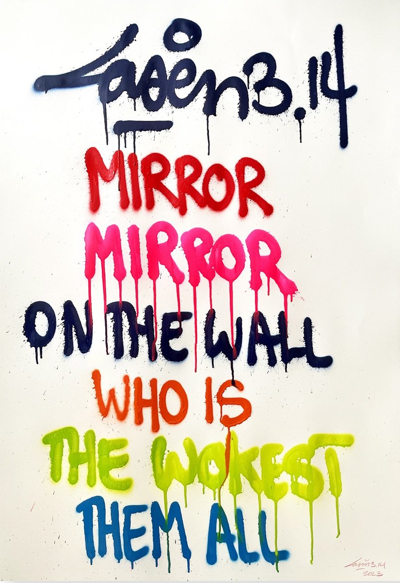 Urban And Pop Abstract Painting By Laser 3.14, 28 X 39", Mirror Mirror On The Wall, Original Artwork