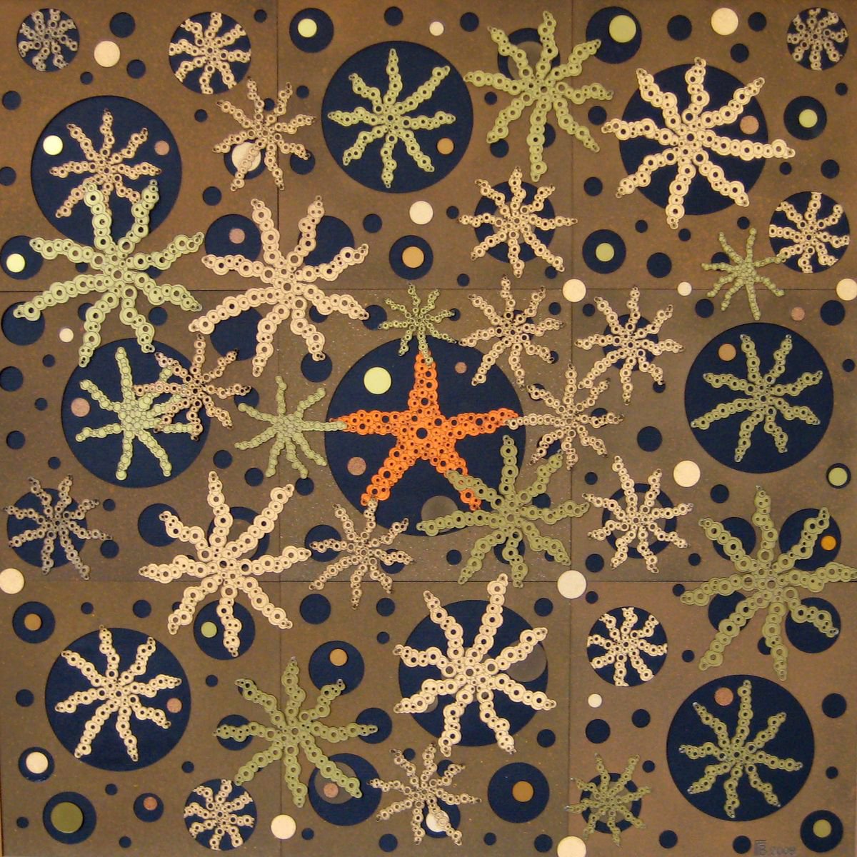 Botanical Collage By Grigor Velev, 33 X 33, Abstraction V, Original Artwork