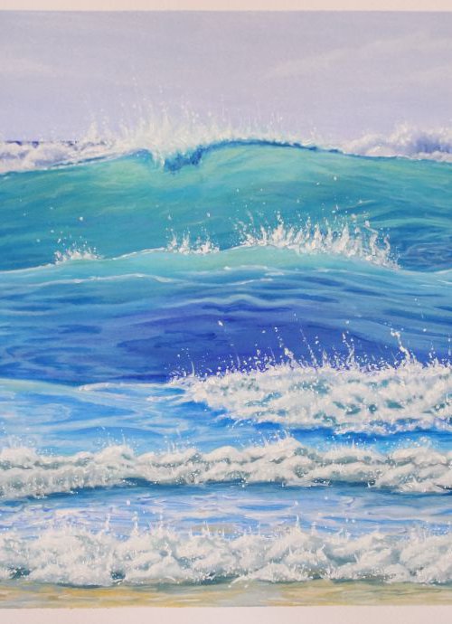 Blue Fizz - waves on beach by Jadu Sheridan