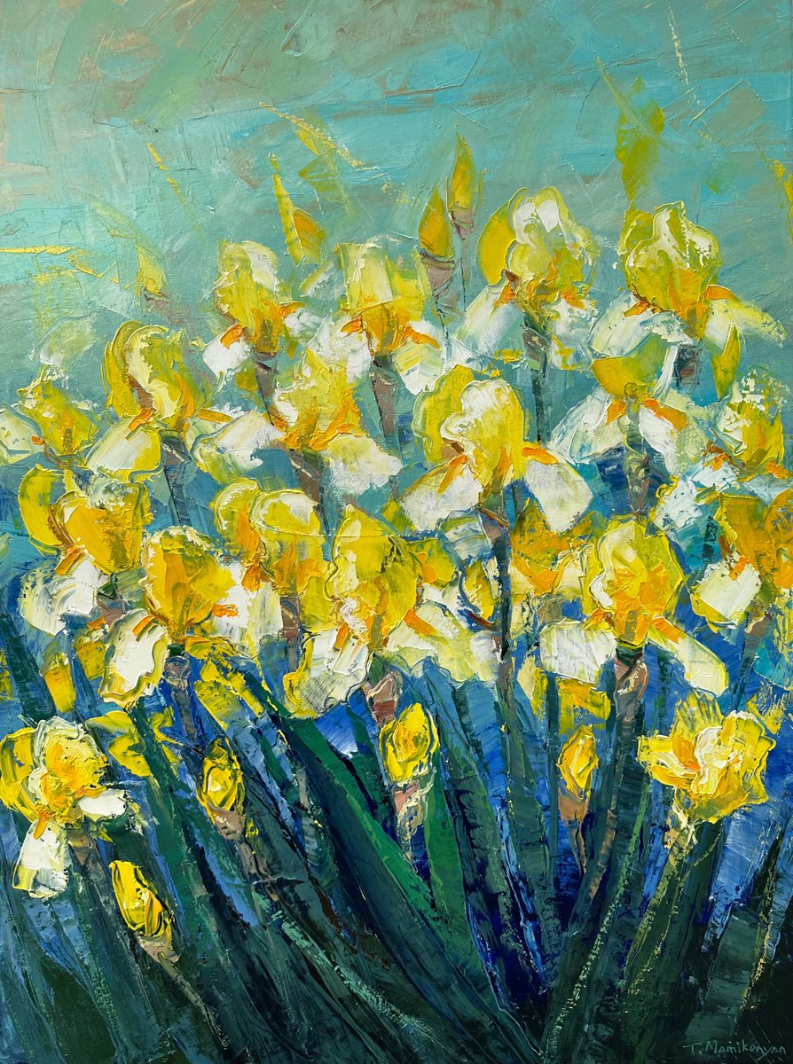 Yellow Irises 60x80cm by Tigran Mamikonyan