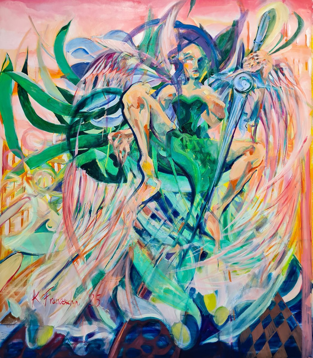 Abstract Oil Painting By Karolina Franceschini, 45 X 53", When Hope Is No More, Original Artwork