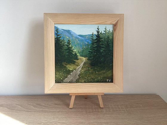 Forest Landscape Acrylic Painting Original Art Miniature 6 x 6