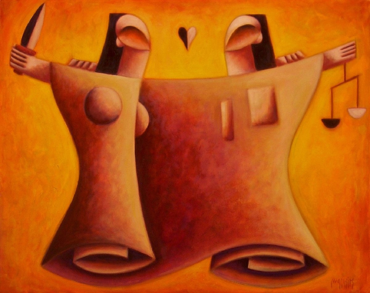 Surrealistic Portrait Oil Painting By Malasits Zsolt, 39 X 31", New Age Angels, Original Artwork