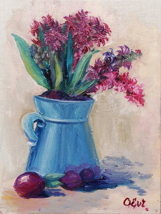 Hyacinth painting. 18x24 cm. Plein-air. Pittura Giacinto.