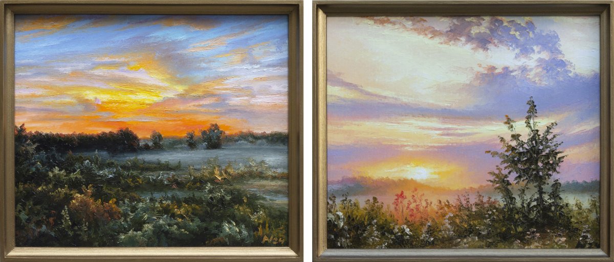 Diptych Morning By Oleksii Vylusk, 30 X 13, Artwork For Sale On Artfinder