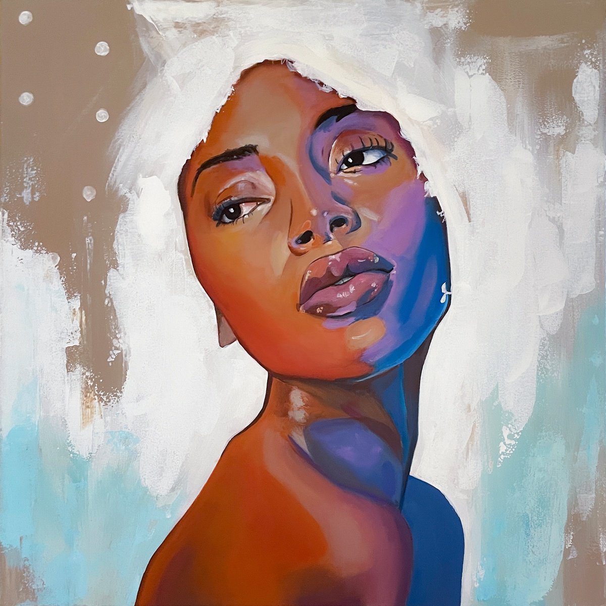 Portrait Acrylic Painting By Elina Zelena, 22 X 22, Woman