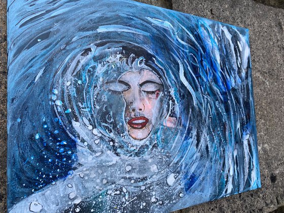 Underwater Painting in Acrylic on Canvas Hyperrealism Swimming