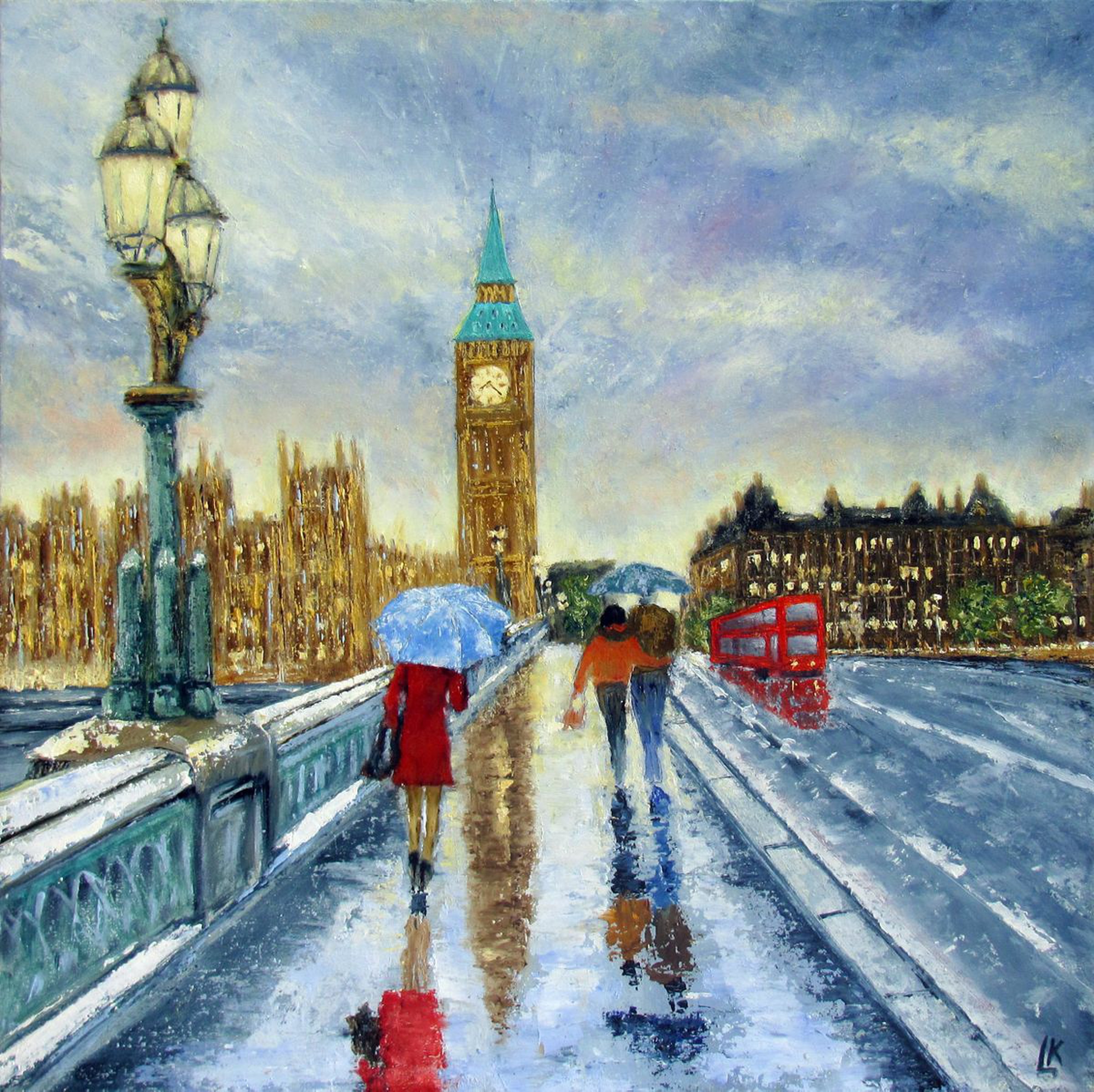 London Rain Oil Painting By Ludmila Kovalenko Artfinder