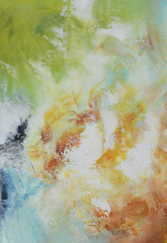 Waves - abstract painting green and brown