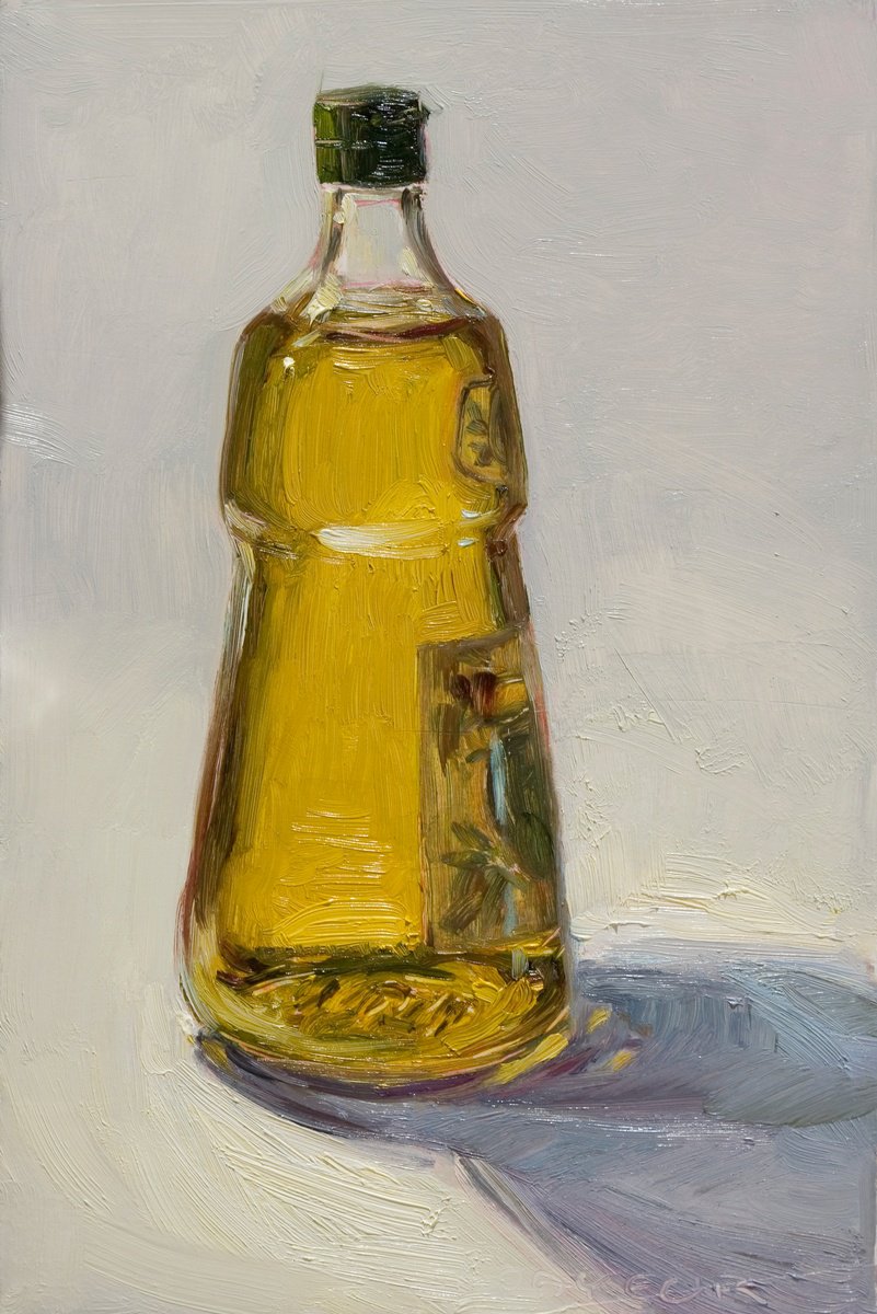 oil bottle on white background by Olivier Payeur