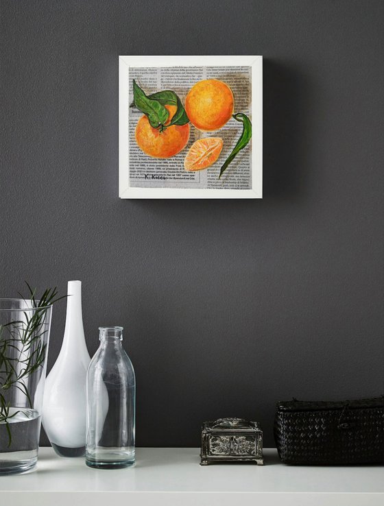Tangerines on Newspaper