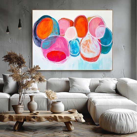 Colorful circles on white