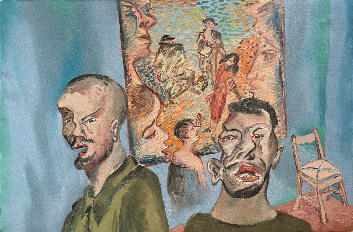 Expressive Portrait Oil Painting By Frank Creber, 31 X 20, Van Gogh