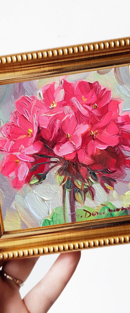 Geranium painting by Nataly Derevyanko