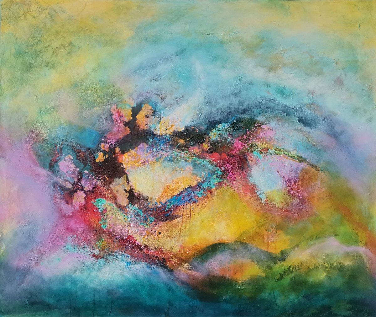 Organic Abstract Acrylic Painting By Doris Duschelbauer, 47 X 39, True Magnificence, Original Artwork