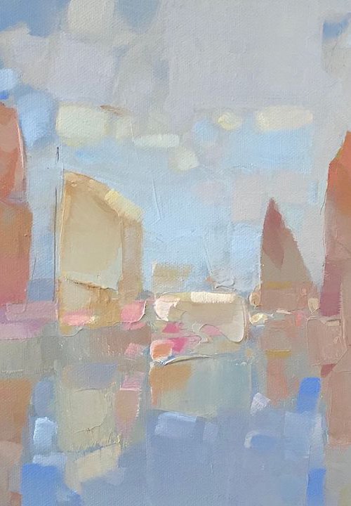 Sail Boats, Original oil painting, Handmade artwork, One of a kind by Vahe Yeremyan